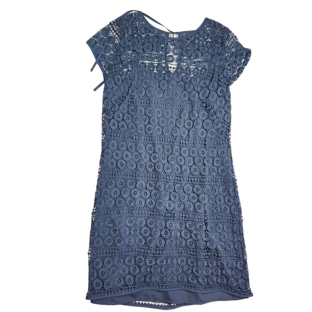 Loft blue crochet lace midi dress, size 4‎